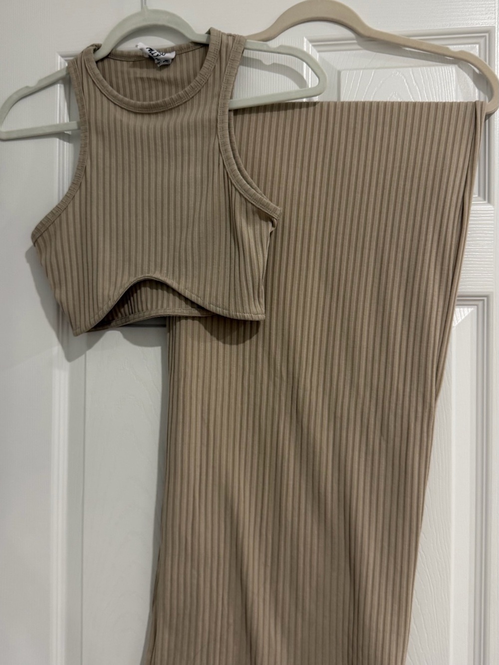 Princess Polly Ribbed Crop Tank & Maxi Skirt Set - Beige